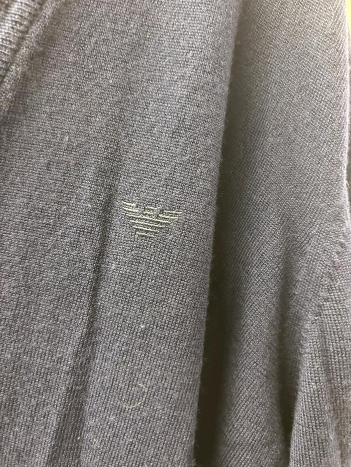 Emporio Armani Blue Cardigan Size XXL Knitted Jumper Wool-Blend
