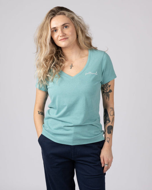 Essential Womens Short Sleeve V-Neck T-Shirt in Blue