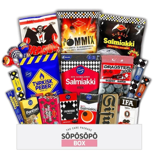 Finnish Salmiakki and Licorice set SÖPÖSÖPÖ BOX Variety 19 Pack - Soposopo