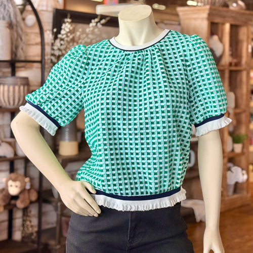 Green Gingham Top
