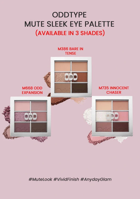 Mute Sleek eye palette with three shades on a pink background