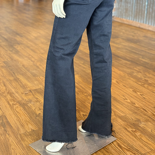 Risen Front Split Black Jeans