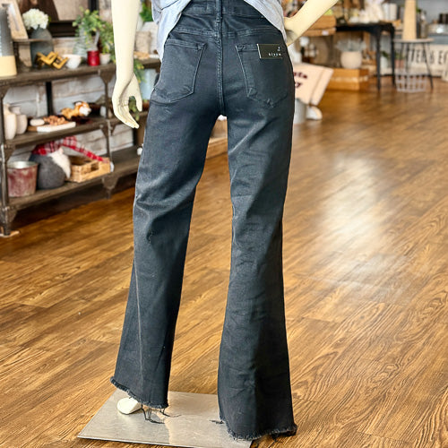 Risen Front Split Black Jeans