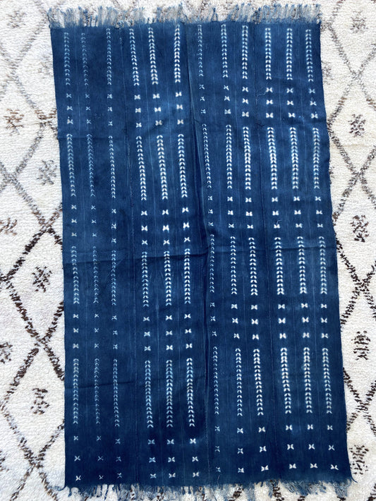 West African Mali Shibori Indigo Throw XXIII