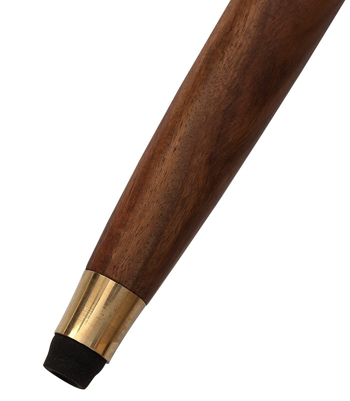 White Whale Jal Pari Walking Stick - Men Derby Canes and Wooden Walking Stick for Men and Women - 37" Brown Ebony Brass Handle in Golden Tone Natural Wood Unisex Cane