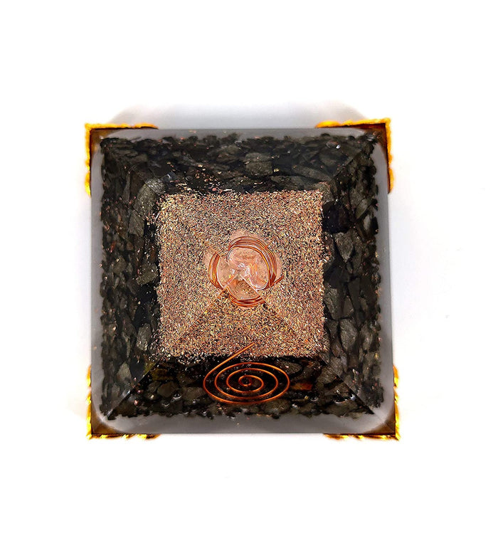White Whale Orgone Pyramid Energy Generator Reiki Healing Crystal Chakra With Gold Stand Feng Shui Pyramid