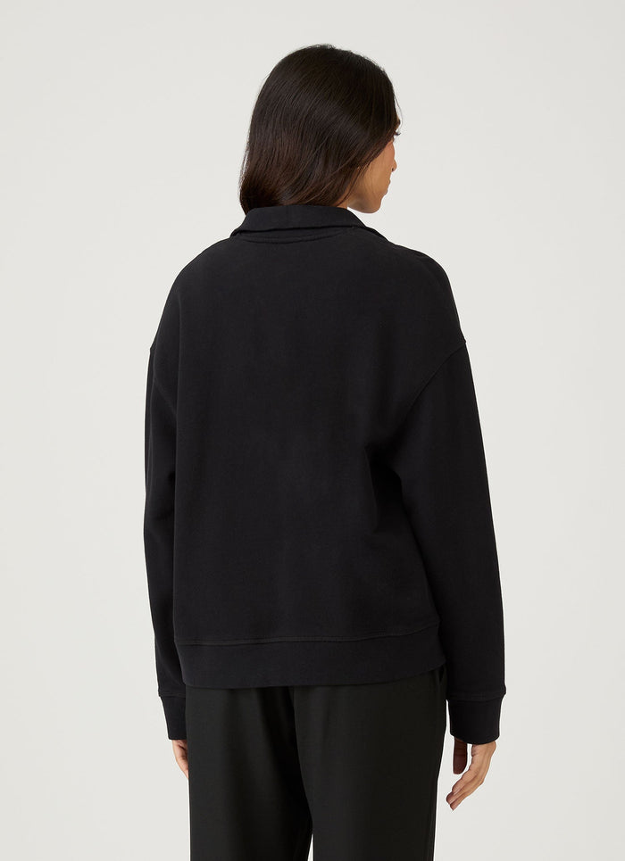 Women's Half Zip Loopback Sweatshirt in Black